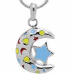 Moon and Star Stainless Steel Cremation Pendant
