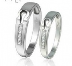 925 Sterling Silver CZ Couple Ring