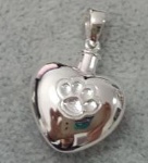 Y-862 Sterling silver paw print heart necklaces cremation jewelry