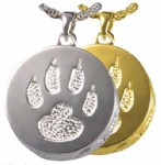Y-867 Sterling silver paw print pet cremation jewelry