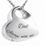 D-1692 Dad Heart pendant urns ashes necklace cremation keepsake memorial jewelry