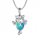 925 Sterling Silver Opal Owl Pendant