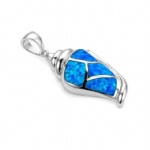 925 Sterling Silver Opal Conch Pendant